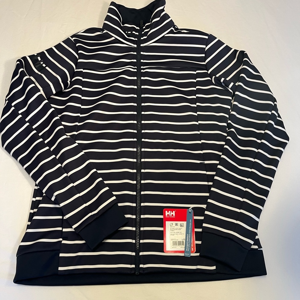 Helly Hansen Navy and White Striped Fleece Jacket